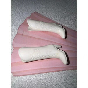 Vtg Barbie Doll White Western Cowboy Boots Embossed Floral Design High Heel Rare